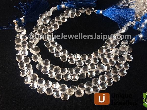 Crystal Quartz Faceted Heart Beads